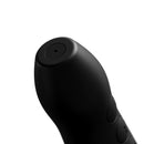 Doxy Go Travel-sized Wand Massager Black close-up view of the head showing the design and button interface.