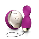 LELO HULA Beads Deep Rose Remote Control Vibrating Beads next to its remote, showcasing a luxurious design.