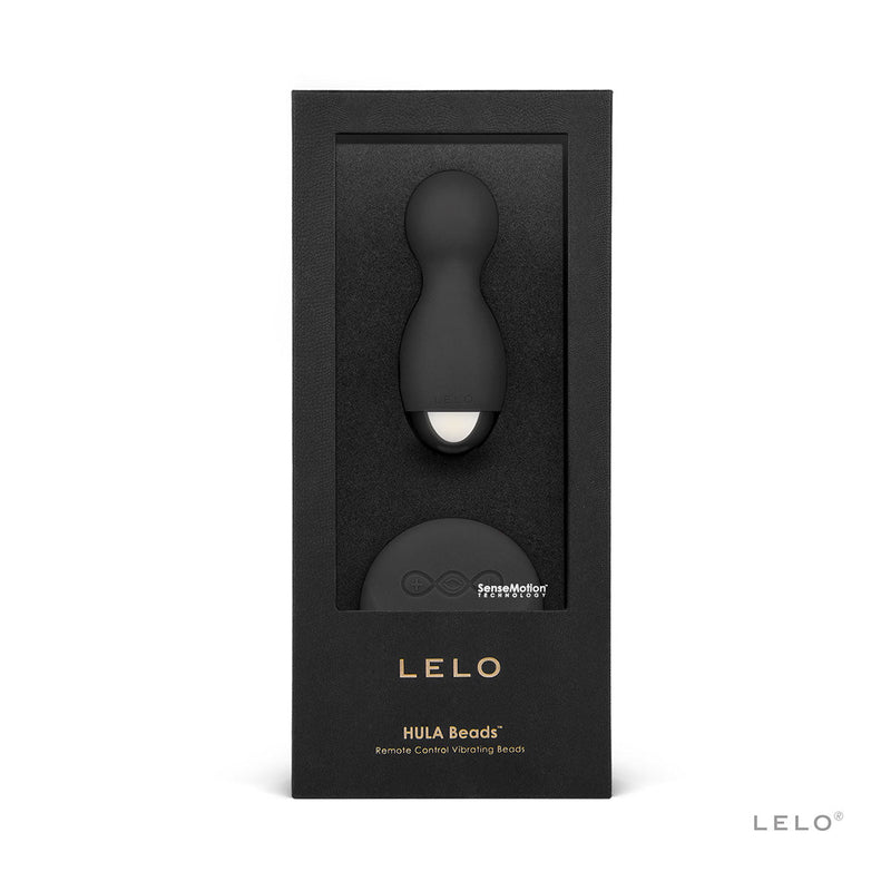 LELO HULA Beads Remote Control Vibrating Beads Black in elegant packaging, showcasing modern design and enhanced pleasure features.
