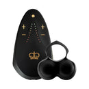 Hot Octopuss Jett Turbo Frenulum Vibrator Black remote and sleeve displaying buttons and lights.