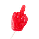 Little Genie Last Fuck Lollipops 30-Piece Display featuring a cheeky red hand lollipop design.