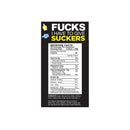 Little Genie Last Fuck Lollipops 30-Piece Display nutrition facts label with ingredients and calorie information.