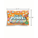 Little Genie Eat It Pussy Candy 3 Oz Bag with colorful tart candies shaped like lips.