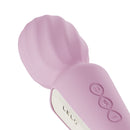 Lelo Switch Double-sided Wand Vibrator Soft Pink close-up view showcasing its ergonomic design and controls.