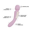 Lelo Switch Double-sided Wand Vibrator Soft Pink features double stimulation, sensorial ribs, and smart app connectivity.