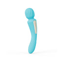 Lelo Switch Double-sided Wand Vibrator Aqua showcasing its ergonomic design and dual stimulation features in a soft aqua color.