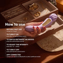 Image of Lelo Switch Double-sided Wand Vibrator Aqua showing usage instructions and features.