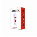 Adam & Eve Mini Magic Massager White packaging showcasing features and design, compact and travel-friendly.