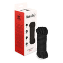 Adam & Eve Bondage Rope 30 Feet Black in packaging, designed for versatile restraint play and comfort.