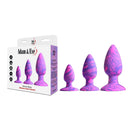 Adam & Eve Groovy Booty Silicone Anal Trainer Set featuring three graduated silicone plugs in vibrant colors.