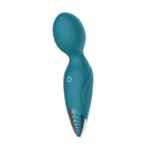 Adam & Eve Dew Drop Petite Wand Massager featuring a smooth, angled head and power button for targeted stimulation.