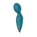 Adam & Eve Dew Drop Petite Wand Massager in teal, featuring a smooth angled head and power button.