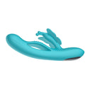 Adam & Eve Butterfly Embrace Kegelflex Dual Stimulator in vibrant blue color for pelvic floor exercise and pleasure.
