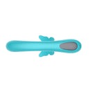 Adam & Eve Butterfly Embrace Kegelflex Dual Stimulator in vibrant blue color and butterfly design.