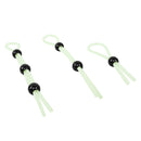 Adam & Eve Glo-Hard Adjustable Lasso Cock Ring Set featuring three adjustable silicone lassos with beads.