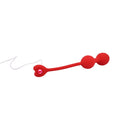Adam & Eve Sweetheart Vibrating Kegel Balls With Remote in red silicone, featuring two weighted balls and a heart-shaped design.