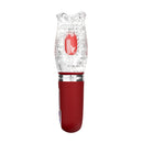 Adam & Eve Pleasure Pro 3000 Thrusting Vibro Stroker with clear sleeve and red base for ultimate pleasure.