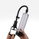 Camtoyz Optimus Boostia Penis Pump Clear held by hands, showcasing its design for vacuum enhancement.