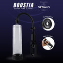 Camtoyz Optimus Boostia Penis Pump Clear showcasing clear cylinder and easy-to-use design for enhanced intimacy.