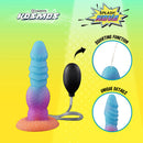 Camtoyz Splash Dildo Nova Silicone Multi-Color with squirt function and unique textures in vibrant colors.