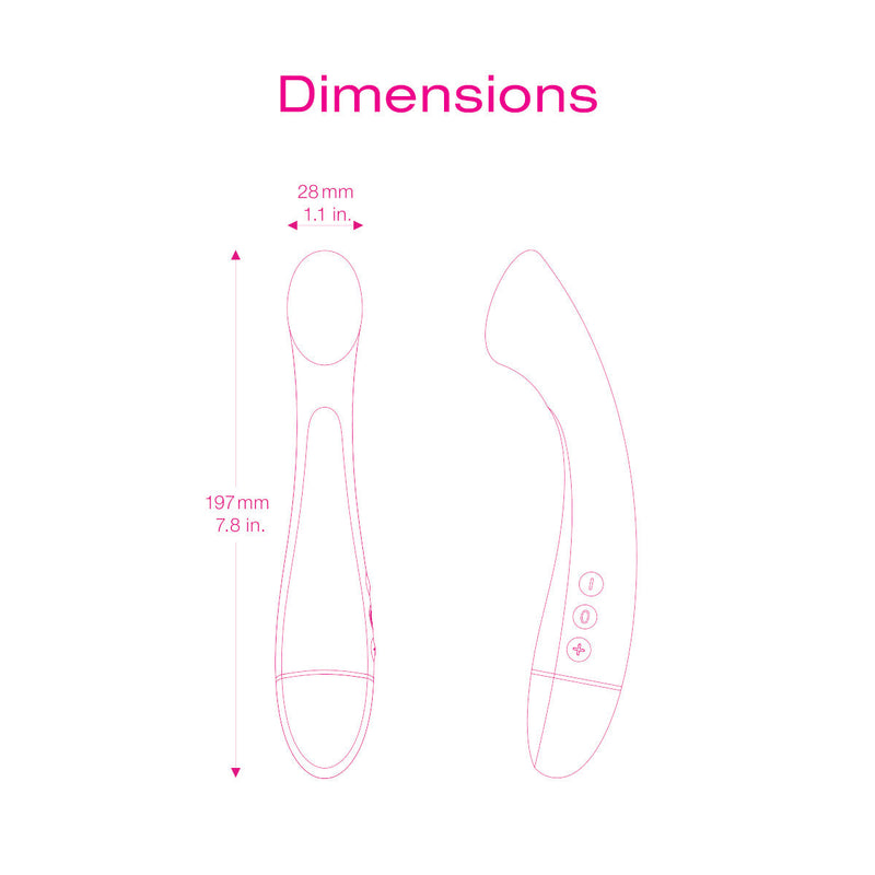 Dimensions of the Intimina CELESSE Personal Massager Pink, including length and width specifications.