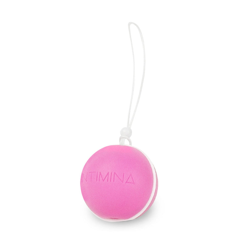 Intimina LASELLE Medium 38 g Weighted Kegel Exerciser in pink color with a retrieval string.