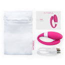 Intimina KALIA Couples Massager in pink with user manual and charging cable, designed for intimate pleasure.