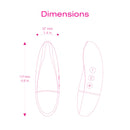 Dimensions of the Intimina KIRI Personal Massager, showing size in mm and inches for precise use.