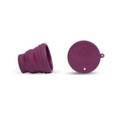 Uva Cup B Reusable Silicone Menstrual Cup Set in purple silicone with storage cap for hygienic period protection.