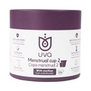 Uva Cup B Reusable Silicone Menstrual Cup Set with sterilizer in eco-friendly packaging.