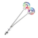 NIXIE Metal Butt Plug & Furry Handcuff Set Unicorn featuring rainbow furry cuffs and a sparkling metal butt plug.