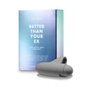 Clitherapy Better Than Your Ex Rechargeable Finger Vibrator next to its packaging, showcasing innovative design and features.