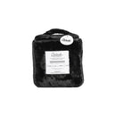Splash Blanket Furlush Medium Black luxury waterproof blanket with plush fabric and care instructions tag.
