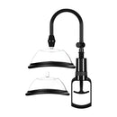 Pumped Manual Vulva Pump Black with interchangeable cups and hand bulb for controlled suction.