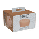 Pumped Vagina Pump Sleeve Soft TPE Beige packaging showcasing a super-soft comfort accessory for pump cylinders.