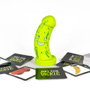 Cheeky Get The Dickle Adult Party Card Game with vibrant pickle toy and matching cards on a white background.