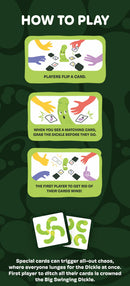 How to play Cheeky Get The Dickle Adult Party Card Game with players flipping cards and grabbing the Dickle.