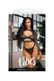 VIBES Barbed Wire 3PC Net Bralette Set L/XL - Fishnet Bralette, Long Sleeve Shrug, and Panty for an edgy lingerie look.