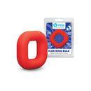 b-Vibe Flex Ring Bulk Silicone Cock Ring Red displayed alongside packaging for enhanced visibility.