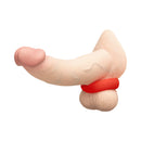 b-Vibe Flex Ring Bulk Silicone Cock Ring Red on a textured surface for enhanced pleasure and support.