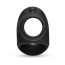 b-Vibe Flex Ring Shaft Silicone Cock Ring Ball Stretcher in sleek black silicone, designed for comfort and support.