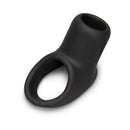 b-Vibe Flex Ring Shaft Silicone Cock Ring Ball Stretcher in black, showcasing its sleek design and supportive structure.