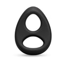 b-Vibe Flex Ring 8 Silicone Cock and Ball Ring Black displayed at different angles.