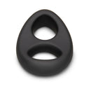 b-Vibe Flex Ring 8 Silicone Cock and Ball Ring Black, a dual-loop support device for enhanced performance.