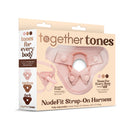 Together Toy Nudefit Adjustable Strap-on Harness Vanilla packaging showcasing design and sizes available