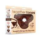 Together Toy Nudefit Adjustable Strap-on Harness Dark packaging displaying versatile design and adjustable features.