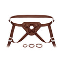 Together Toy Nudefit Adjustable Strap-on Harness Dark with adjustable straps and rings for secure fit.