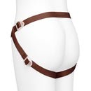Together Toy Nudefit Adjustable Strap-on Harness Dark shown on a mannequin, featuring adjustable straps for comfort.