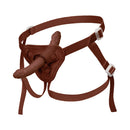 Together Toy Nudefit Adjustable Strap-on Harness Dark showcased with a soft, body-conforming design in dark brown color.