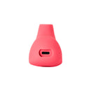Dame Aer Air Pulse Suction Vibrator Coral showing the charging port and sleek design in a vibrant coral color.
